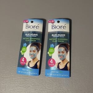 new biore one minute mask blue agave + baking soda clasy mask lot of 2